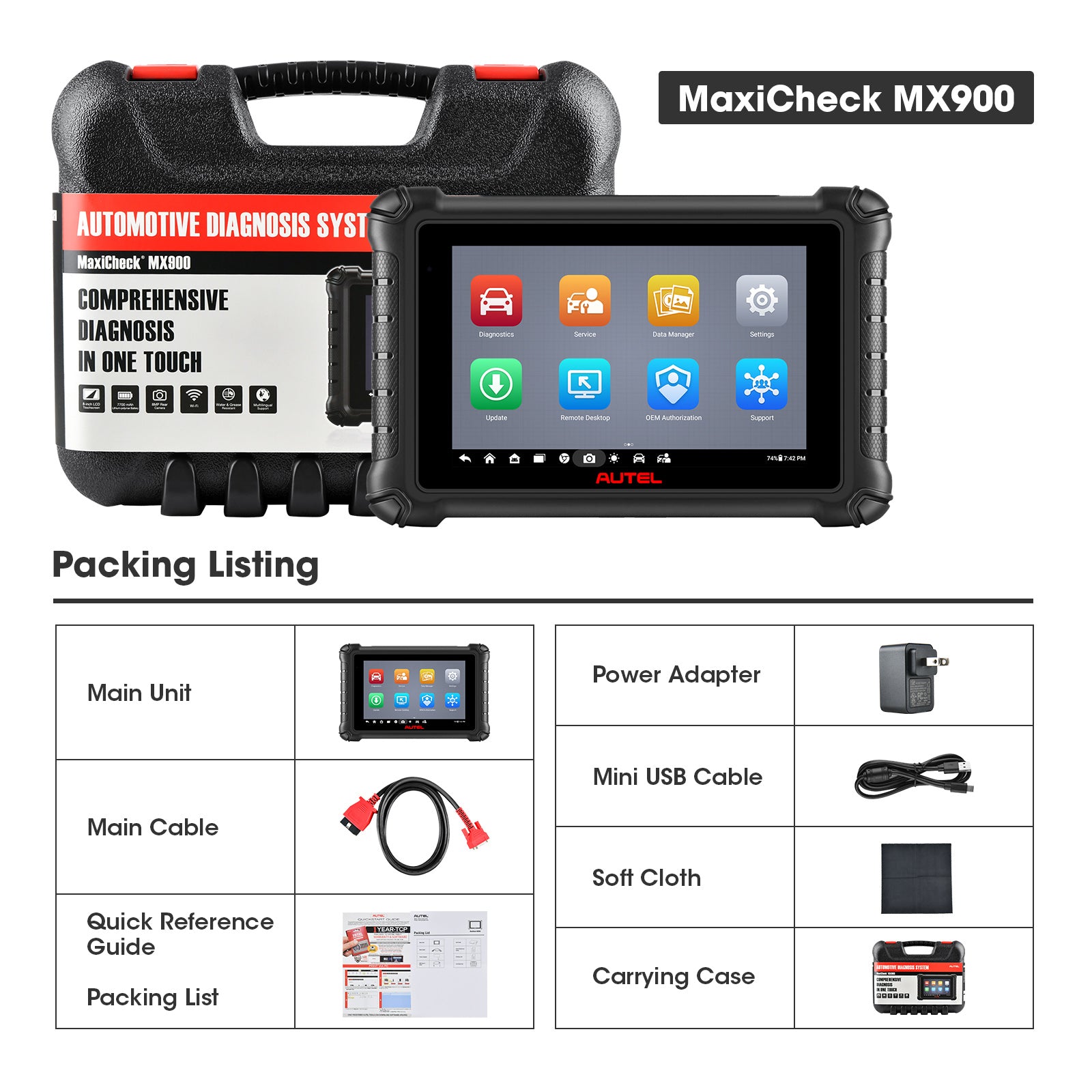 AUTEL MaxiCheck MX900 All Systems Diagnostics and Service Tablet Support DoIP & CAN FD, AutoVIN