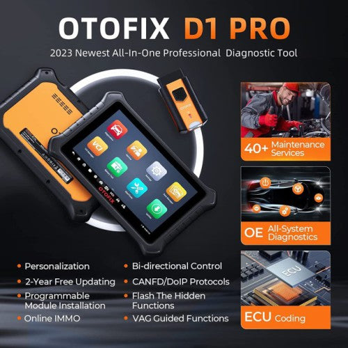 [2 Years Free Update]OTOFIX D1 PRO Car Diagnostic Tool Support ECU Coding, 40+ Services, OE Full Diagnoses, Bi-Directional Control, Guided Functions, Auto Scan 2.0, CANFD & DOIP