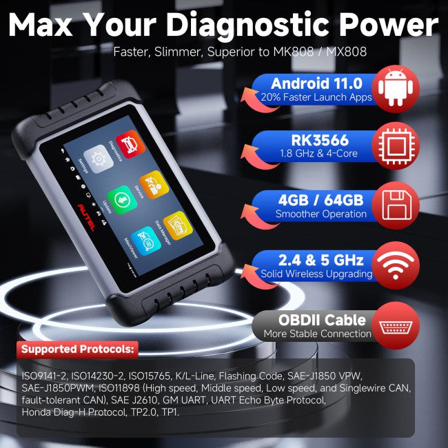 2024 Autel MaxiCOM MK808Z All System Diagnostic Tool With 28+ Maintenance Functions IMMO/EPB/BMS/SAS/TPMS/AutoVIN/ABS Bleeding Ship from US Distributor