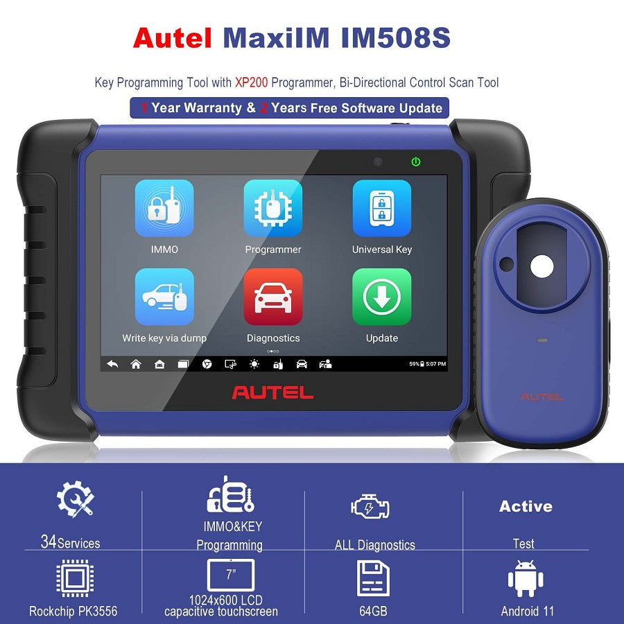 Autel MaxiIM IM508S Key Programming Tool with XP200 Programmer, Bi-Directional Control Scan Tool with OE All System Diagnostics, 34 Special Services 1 Years Free Update Free Send OTOFIX Watch