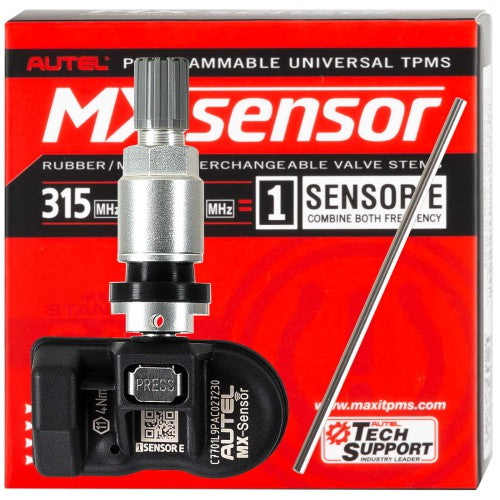 Autel MX-Sensor 315MHz+433MHz 2 in 1 Universal Programmable TPMS Sensor (Metal/ Rubber Valves)-OE Level Tire Pressure Monitoring System