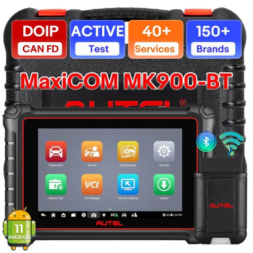 Autel MaxiCOM MK900BT MK-900BT Scanner Support 3000+ Active Test, 40+ Service, OE Full Diagnose, WiFi Print, 11 OS, FCA SGW，CAN-FD&DOIP  up of MK900 MX900 MS906BT MK808BT PRO MK808S MX808S MK808Z Ship from US