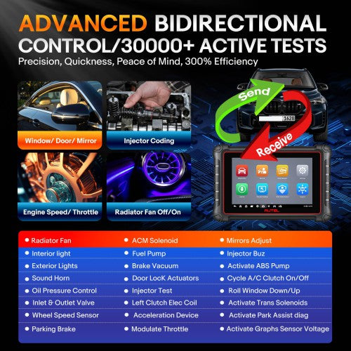 Autel MaxiCOM MK900BT MK-900BT Scanner Support 3000+ Active Test, 40+ Service, OE Full Diagnose, WiFi Print, 11 OS, FCA SGW，CAN-FD&DOIP  up of MK900 MX900 MS906BT MK808BT PRO MK808S MX808S MK808Z Ship from US