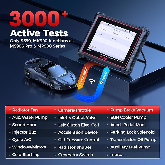 2024 Autel Scanner MaxiCOM MK900 Update of MK808S, MK808BT PRO w/ 40+ Service, 3000+ Active Tests, All System Diagnose, FCA Autoauth & SGW, No-IP Limited Ver. of MaxiCheck MX808S, MX900 OBD2 Tool