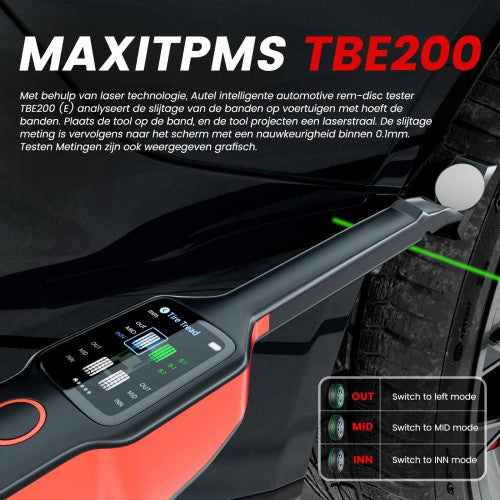 Autel MaxiTPMS TBE200 with Screen Wiper Laser Tire Tread Depth & Brake Disc Wear Examiner Real-time Data Tire Health Tire ID Number Scan TPMS Reports and Repair Tips